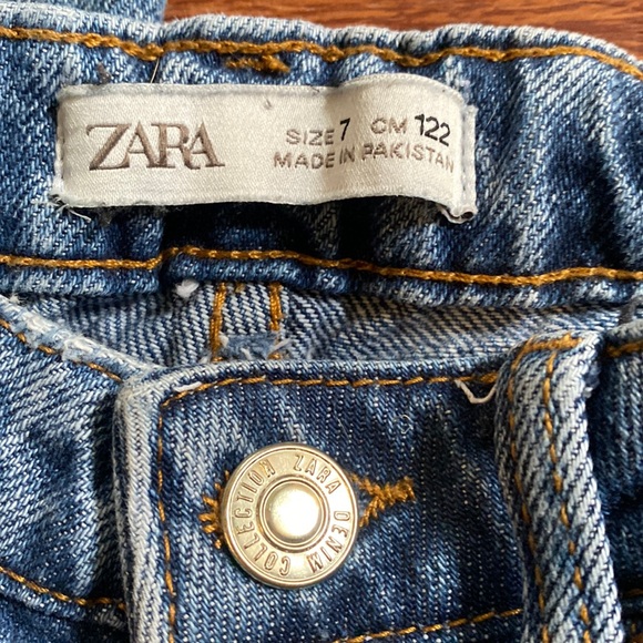 Zara Kids Stone Washed Blue Denim Jeans Bell Bottoms  Pants Size 7 - Picture 9 of 11
